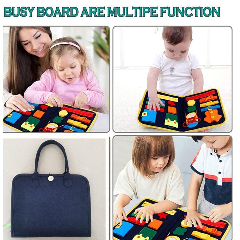 Montessori Busy Board Travel Case | Carry on activities - Shop Travel Tots