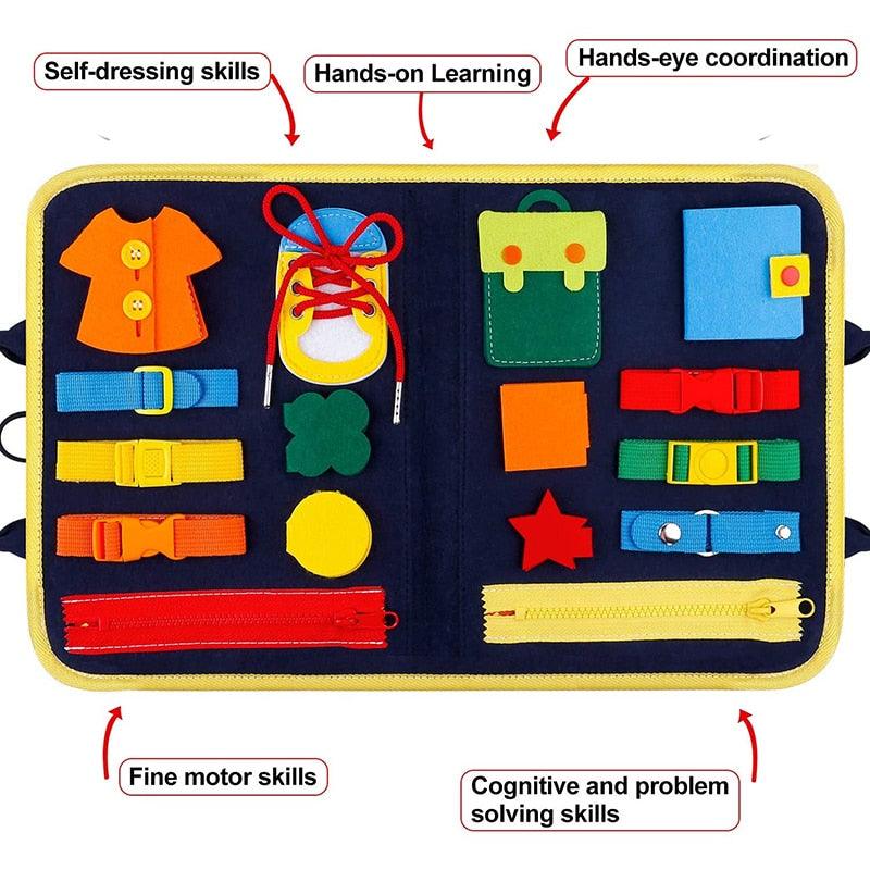 Montessori Busy Board Travel Case | Carry on activities - Shop Travel Tots