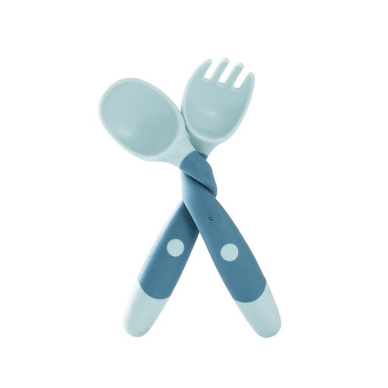 Kids Portable Cutlery Set Silicone Twist | 2 pieces | Fork and Spoon for babies - Shop Travel Tots