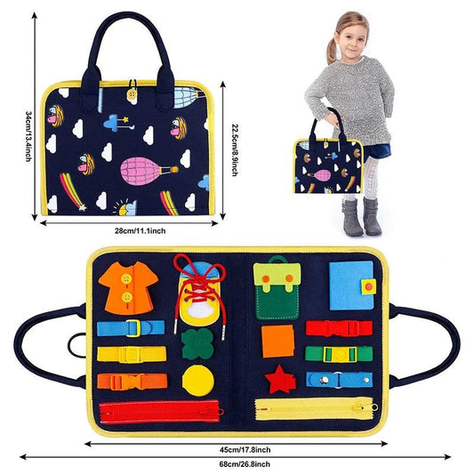 Montessori Busy Board Travel Case | Carry on activities - Shop Travel Tots