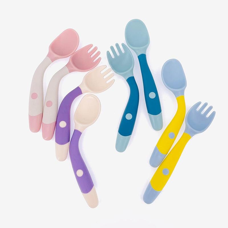 Kids Portable Cutlery Set Silicone Twist | 2 pieces | Fork and Spoon for babies - Shop Travel Tots