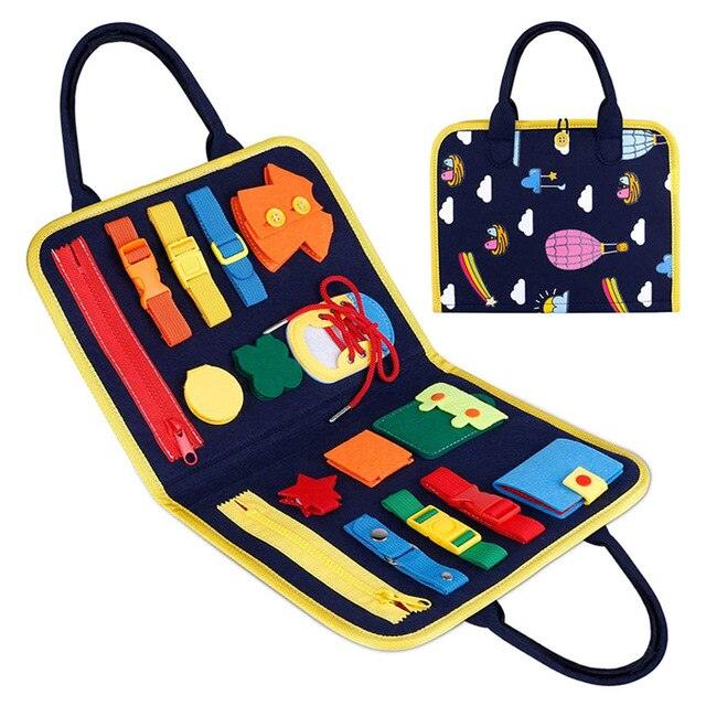 Montessori Busy Board Travel Case | Carry on activities - Shop Travel Tots