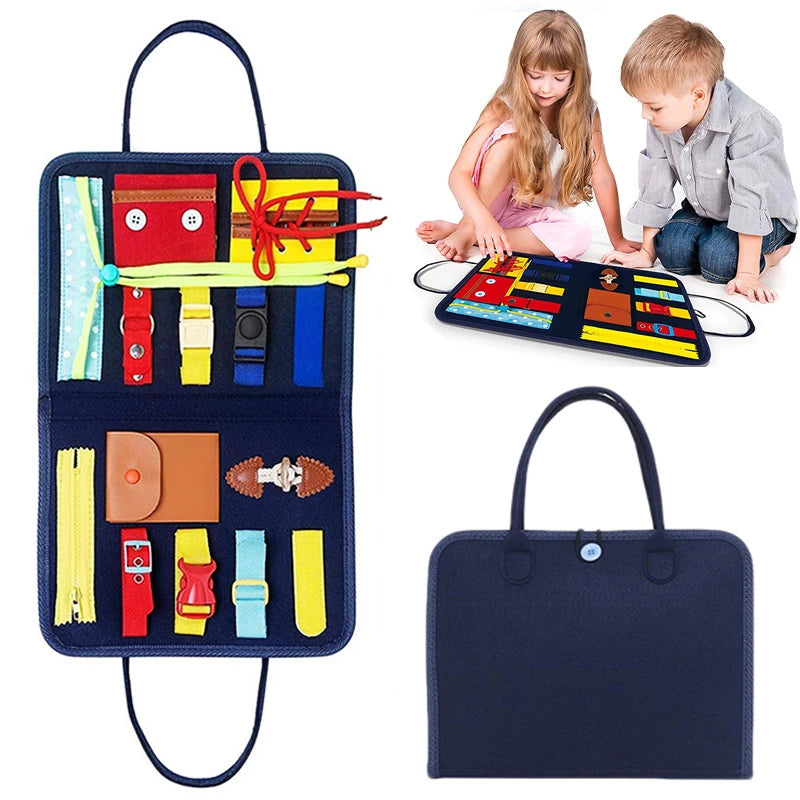 Montessori Busy Board Travel Case | Carry on activities - Shop Travel Tots